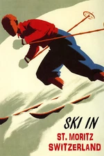 Ski St. Moritz Switzerland Alpine Downhill Skiing Vintage Poster Repro FREE S/H