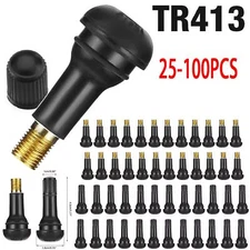 25-1000X Car Tire Stem TR 413 TR413 Snap-In Tire Valve Stems Short Black Rubber