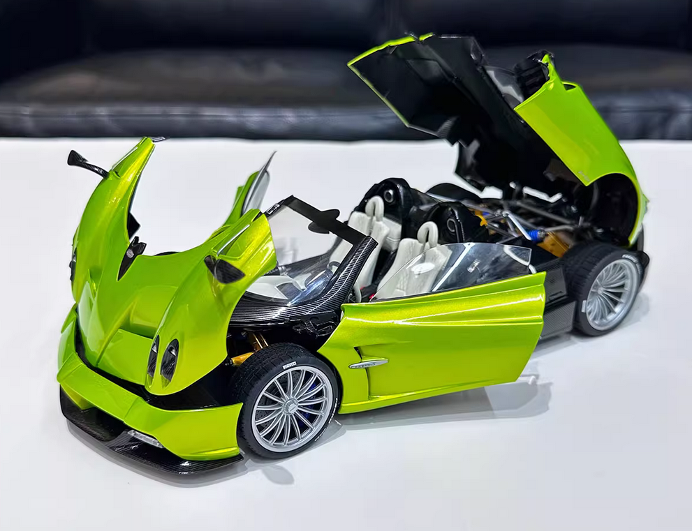 Alto 1:18 Pagani Huayra Convertible Green Fully Open Car Model Collection Orname