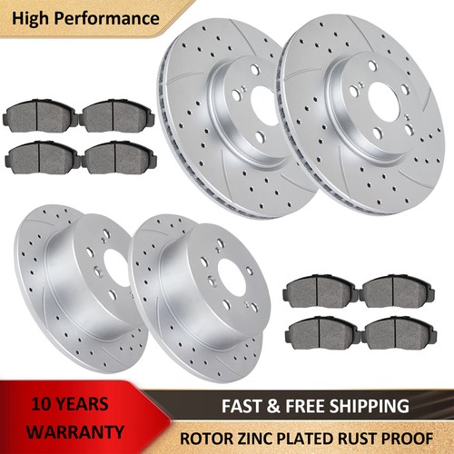 Drilled Slotted Front Rear Brake Rotors and Pads for Toyota Camry