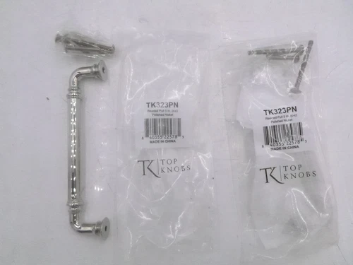 2 Pack Top Knobs TK323PN Reeded Pull 5" Polished Nickel - Picture 1 of 3