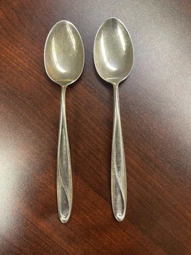 Two Silver Spoons Sculpture by Reed and Barton Sterling Silver Teaspoon 6 1/8"