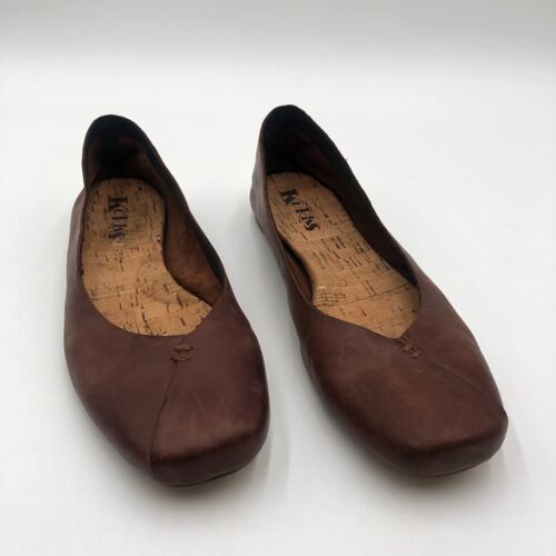 korks by kork ease flats Women's Size 8 M Brown leather cork soles comfort shoes