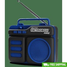 Mini Bluetooth Speaker Retro Radio FM USB AUX 500 MAh Battery 12 H Playtime Blue