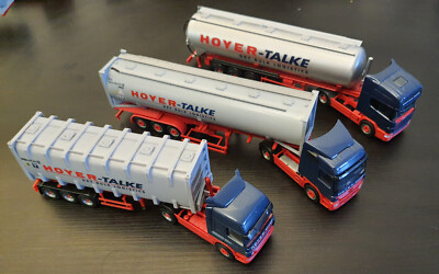 Herpa  ''Hoyer/Talke'' MB Actros +Scania + DAF  Bulkcontainer-Szg+Silo Auflieger+