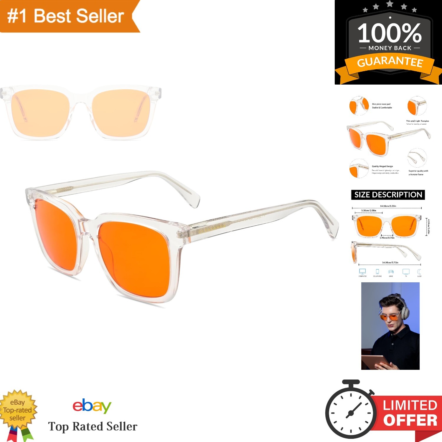 Ultimate Blue Light Blocking Glasses - Anti-Fatigue Solution with Case Included