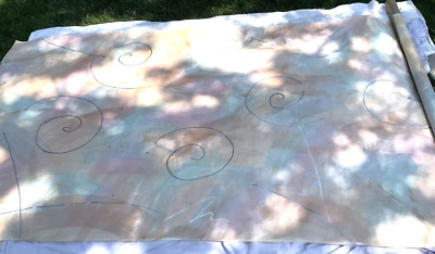 Vtg 80s/90s Interior Fabric Design Decorator 57''Lx54''W Hand Painted Pastel