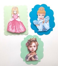 Princess Cinderella Pink Blue Dimensional Card Front Scrapbook Embellishment 869