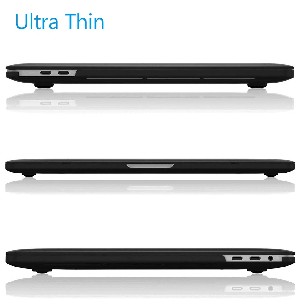  For Apple Macbook Air Pro M1 13.3" 16" Black Rubberized Hard Case Cover Shell  - Image 4 of 4