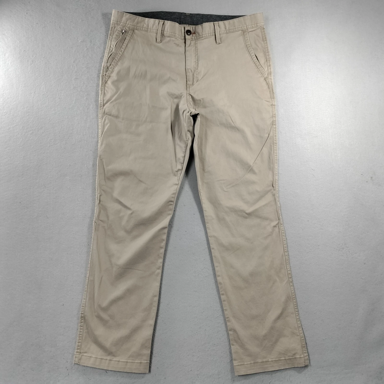 Weatherproof Pants Mens Slim Fit Khaki Flat Front Stretch Beige Actual Sz 36x29