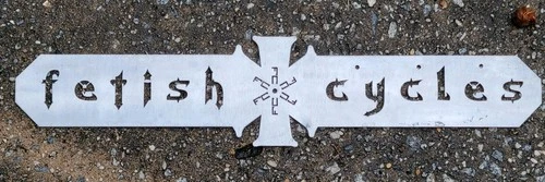 Vintage Fetish Cycle Shop Sign Bicycle BMX Signage Metal Fabricated Biker Garage