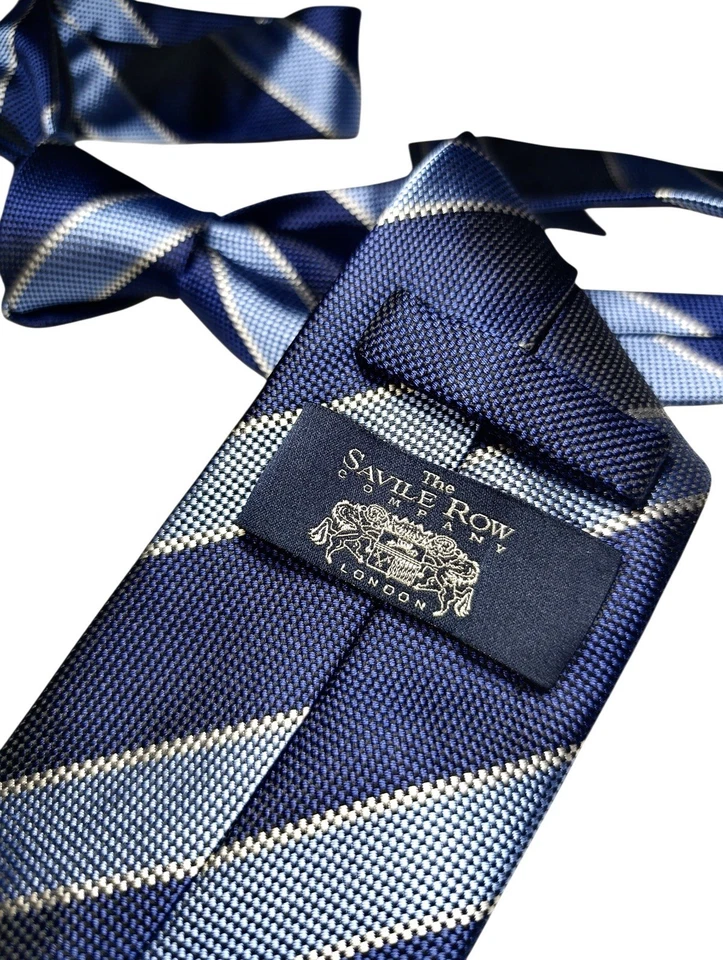 The Savile Row Company Blue Striped Silk Jaquard Tie 8 Cm Elegant Mint Condition - Imagen 2 de 4