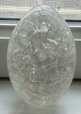 Egg 3D crystal lucite acrylic puzzle 1980s Scrambled Egg Puzzle 32 pieces