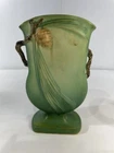 Roseville Pottery Fan Vase Green Pinecone #121-7