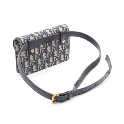 Christian Dior SADDLE Oblique Waist Belt Bag canvas leather Navy
