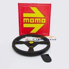 Momo Montecarlo 350mm 14 Genuine Leather Thickened Spoke Steering Wheel Yellow