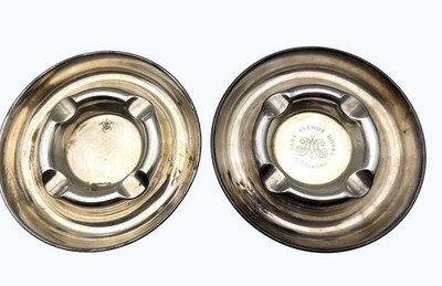Vintage Silver Plate Ashtrays Set Of 2 Park Avenue Hotel Gothenburg Sweden