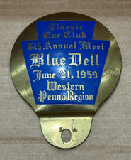 Rare 1959 Blue Dell Car Show License Plate Topper Car Western Penna Region Brass