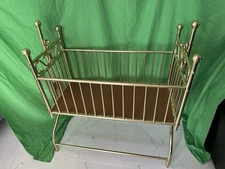 Vintage Brass Cradle Rocking Crib Victorian Corsican Baby Furniture Corsican 