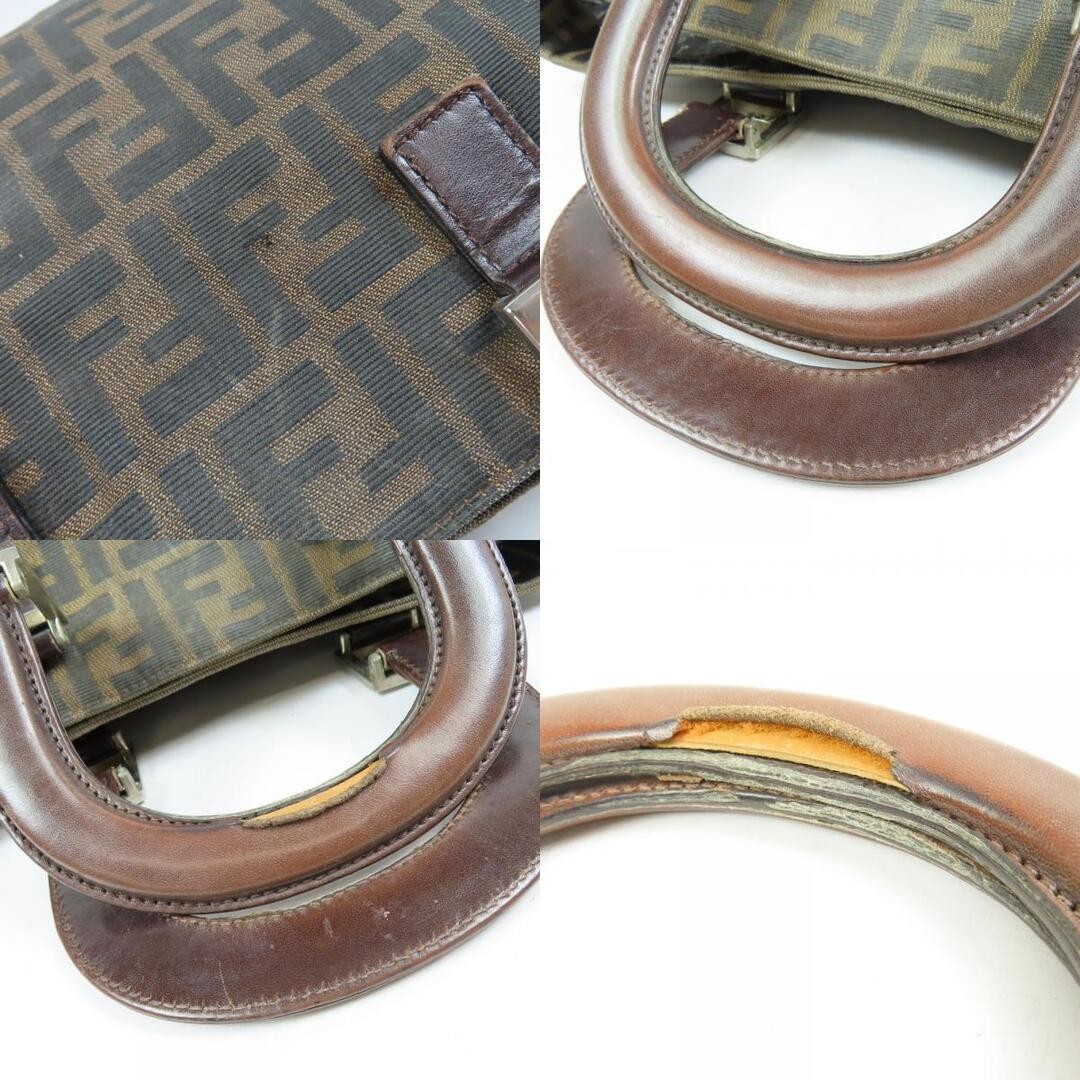 Fendi Zucca-patterned vintage handbag in brown nylon canvas for women Auth thumbnail 8