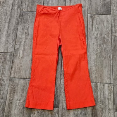 Anthropologie Maeve Structured Bombshell Capri Pants Size 10 Orange Red Cropped