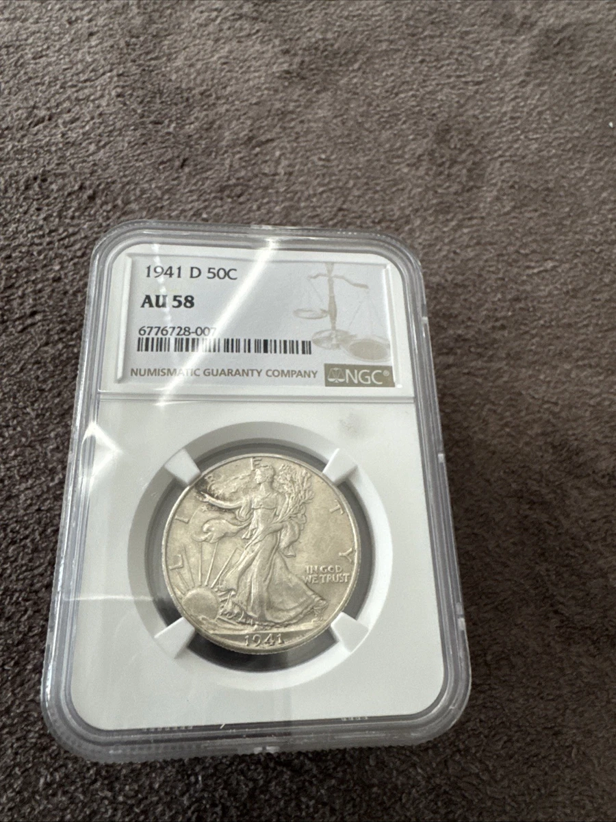 AU 58 Graded 1941 Year Liberty Walking Half Dollars (1916-1947