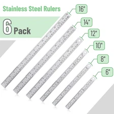 Stainless Steel Ruler Metal Straight Edge Measuring Tool Set Of 6