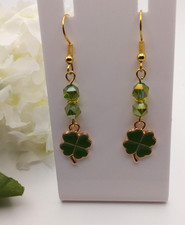 St Patricks day earrings Green Shamrock Green Crystal Hypoallergenic Boho Kawaii