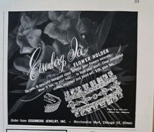 1949 Eisenberg Ice jewelry rhinestone flower holder vintage Ad 