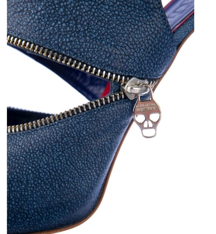 Tacones de aguja Alexander McQueen plataforma de cuero granulado cremallera adornados talla 41,5 Foto 4 de 4