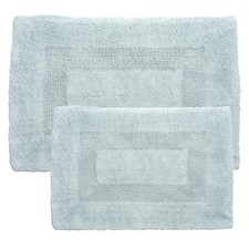 Seafoam Green 2 Piece Bathroom Rug Set Absorbent Cotton Reversible Machine Wa...