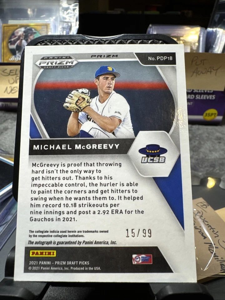 AU, SN/99 2021 Prizm Draft Picks #PDP18 Michael McGreevy UCSB Red V Prizm NM/MT - Image 2 of 3
