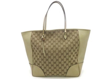 GUCCI Bree Tote Bag 323671 Canvas / Leather Beige x Gold Women's #DB1644