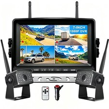 7" Digital Wireless Car Monitor DVR Record 2x Backup Rear View Camera Kit 12-24V
