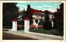 Hollywood CA-California, Residence Norma Talmadge, Vintage Postcard