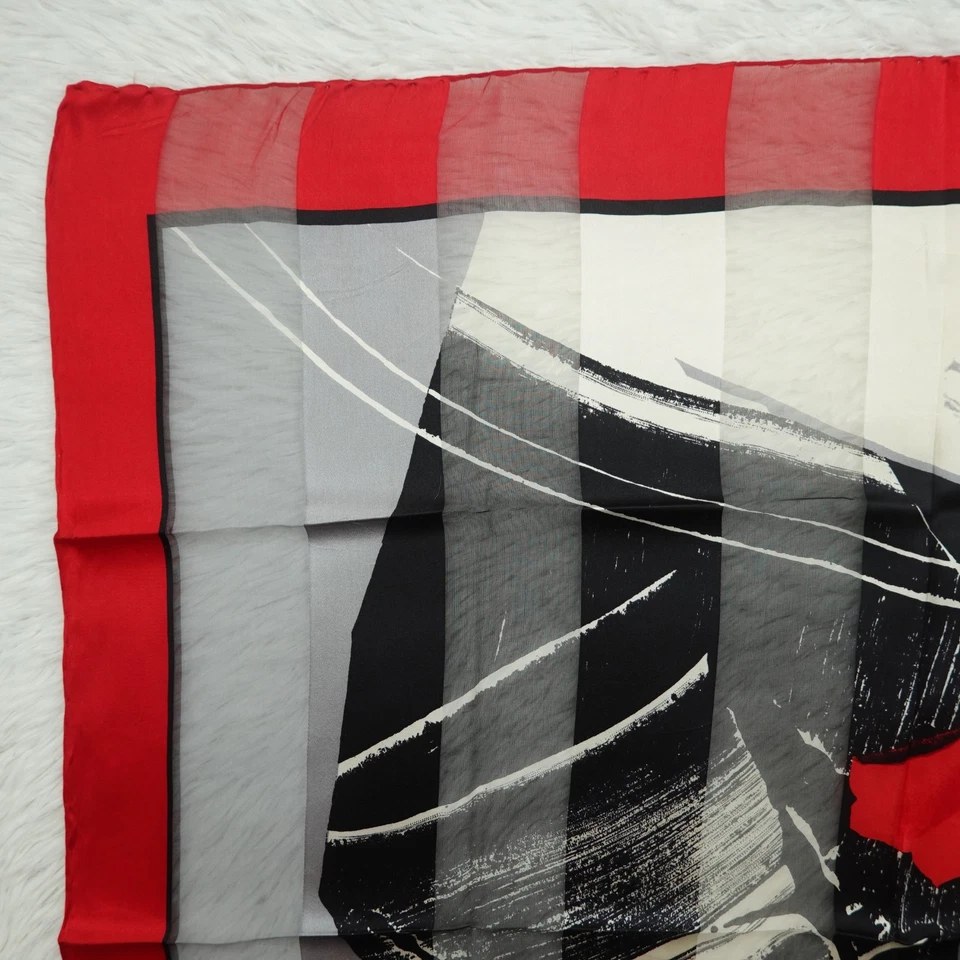 PIERRE BALMAIN красный цветок искусства шелковый шарф шарфы 33 «X 34» P793 - Изображение 2 из 4