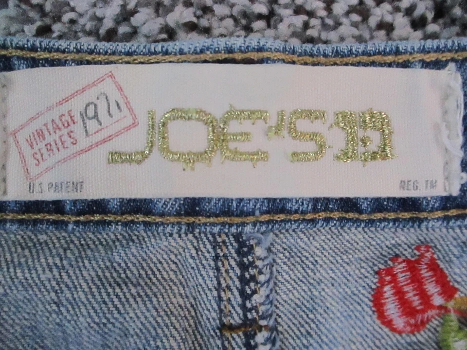 Jeans Joe's Jeans Feminino 29 Portos Azul Claro Bordado Floral Feito nos EUA 32x27 - Imagem 4 de 4