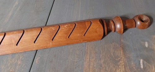 Vintage Wooden 7 Slot Rolling Pin Recipe Card Holder Wall Hanging 18" Farm House - Picture 6 of 8