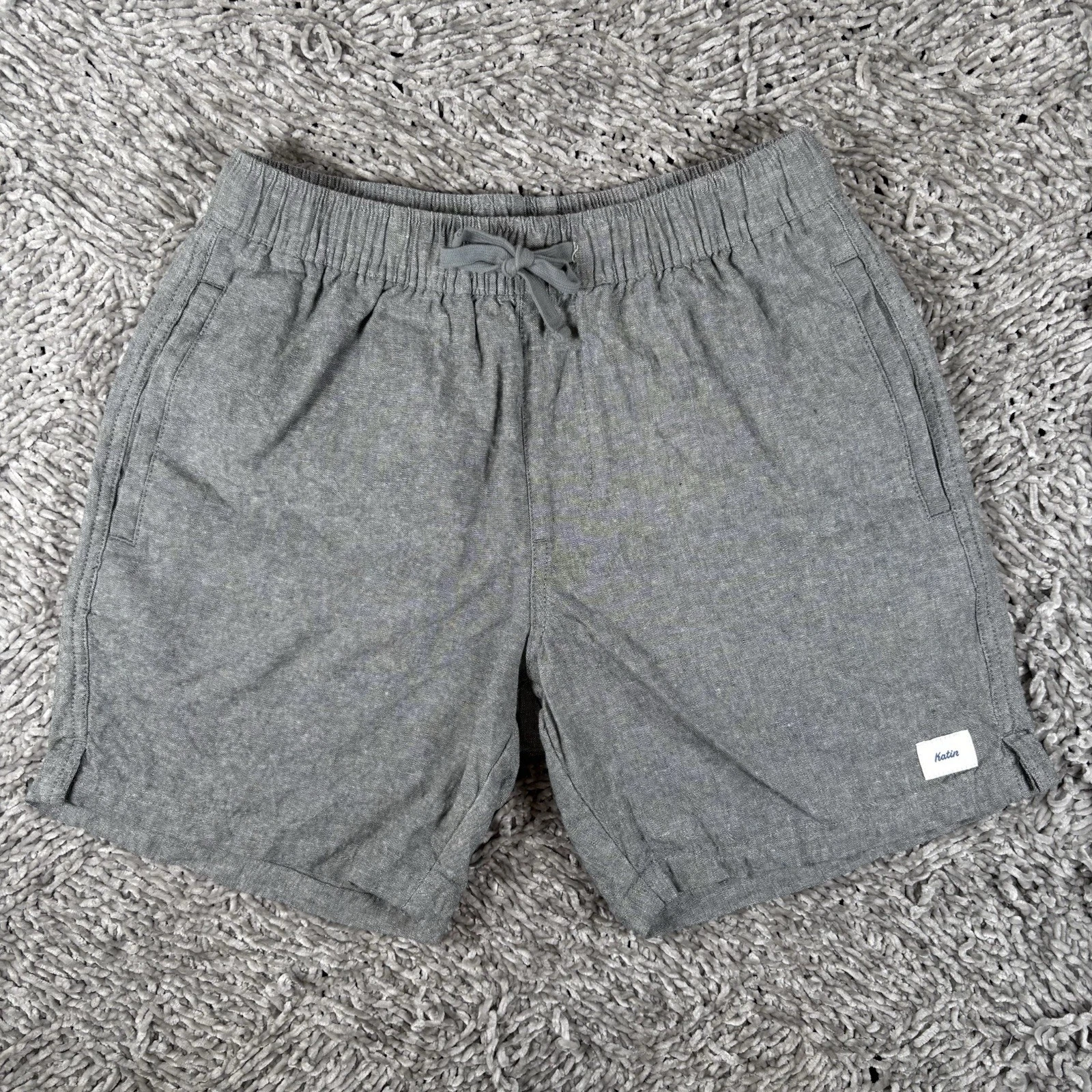 KATIN Linen Blend Shorts Mens XS Gray Stretch Elastic Waist Drawstring Golf Prep