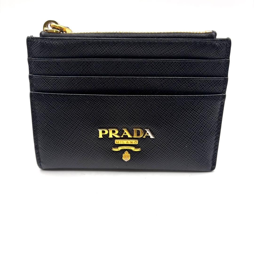 Prada Saffiano Leather Card Case Gold Logo Compact 9x12cm thumbnail 2