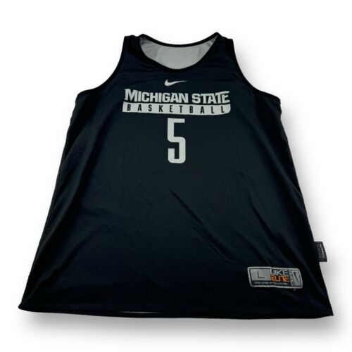Nike Elite Michigan State Spartans Black/Gray REV Basketball Jersey Womens Large