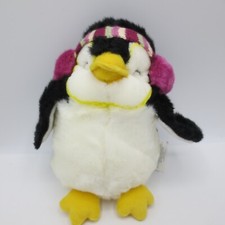 Russ TUX PENGUIN Stuffed Animal Plush Black White Earmuffs Plush 8in With Tag