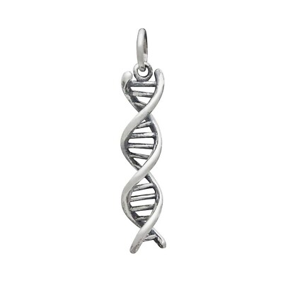 DNA Double Helix Gene Genetics Biology Science 3D 925 Sterling Silver Charm