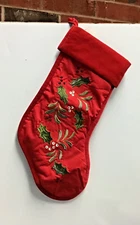 C & F enterprises Christmas stocking red 84253771 green holly and berries