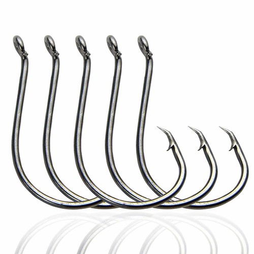 200pcs 2X Strong Offset Sport Circle Fishing Hooks 7384 Black Octopus Fish Hooks - Picture 1 of 42