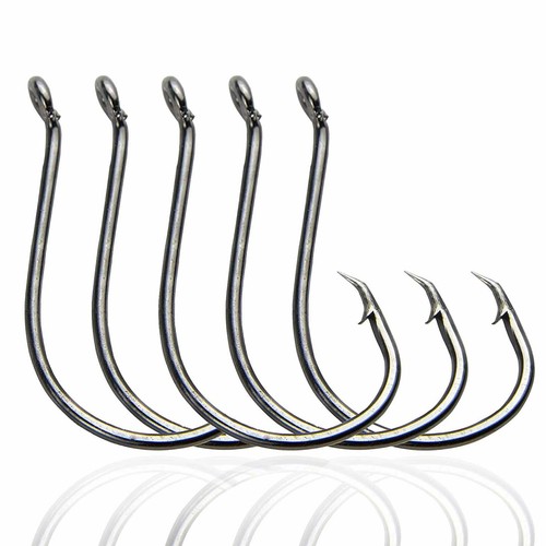 200pcs 2X Strong Offset Sport Circle Fishing Hooks 7384 Black Octopus Fish Hooks - Picture 1 of 30