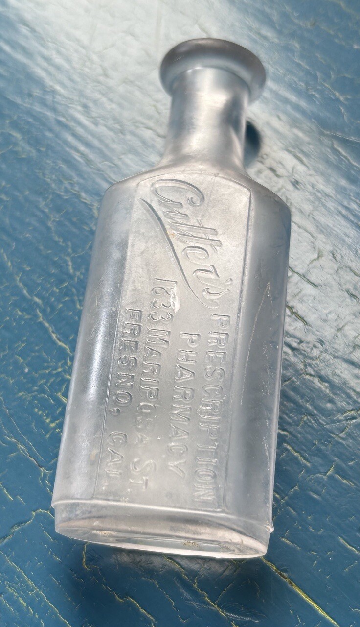 Druggist Bottle 1800s Cutters Pharmacy Fresno California Western