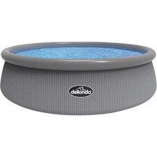 15ft Round Garden Swimming Pool & Pump - 84cm Deep Kids Paddling Grey Rattan