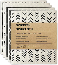Swedish Dishcloth Set of 6 - Reusable Cellulose Wooden Fiber Kitchen Sponge Dish
