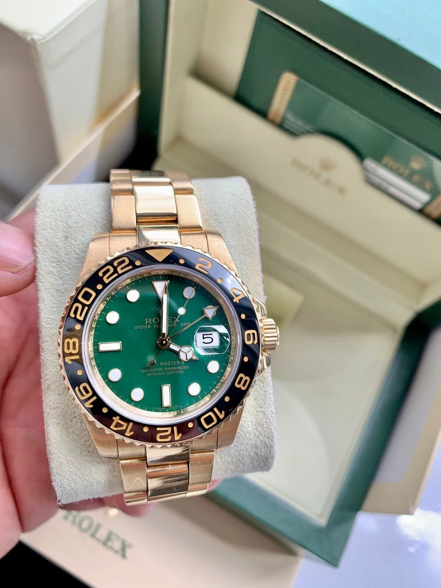 Rolex gmt gold shop green face